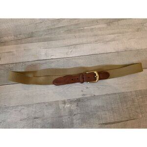 Vintage Torino Leather & Canvas Belt With Brass Buckle Size 42